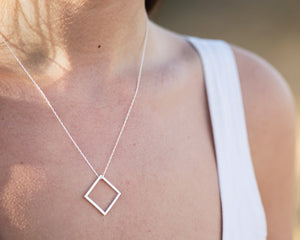 Square Necklace - Recycled Sterling Silver