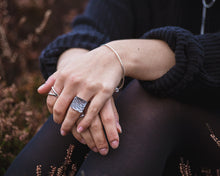 Load image into Gallery viewer, Hammered Square Ring - Recycled Sterling Silver
