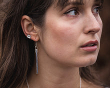 Load image into Gallery viewer, Hammered Rectangle Stud Earrings - Recycled Sterling Silver