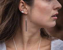 Load image into Gallery viewer, Hammered Rectangle Stud Earrings - Recycled Sterling Silver