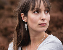 Load image into Gallery viewer, Hammered Rectangle Stud Earrings - Recycled Sterling Silver