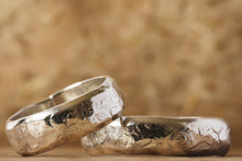 Load image into Gallery viewer, Thick Hammered D Band - Recycled Sterling Silver