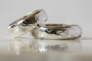 Thick Hammered D Band - Recycled Sterling Silver