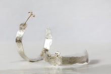 Load image into Gallery viewer, Flat Brushed Hoops - Recycled Sterling Silver