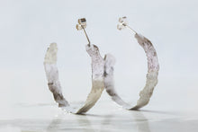 Load image into Gallery viewer, Flat Brushed Hoops - Recycled Sterling Silver