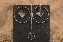 Load image into Gallery viewer, Textured Square Statement Hoops - Recycled Sterling Silver
