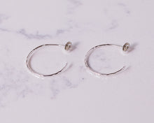 Load image into Gallery viewer, Small Hammered Hoops - Recycled Sterling Silver

