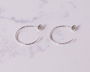 Small Hammered Hoops - Recycled Sterling Silver