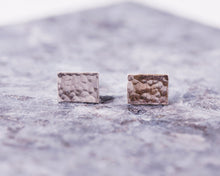 Load image into Gallery viewer, Hammered Rectangle Stud Earrings - Recycled Sterling Silver
