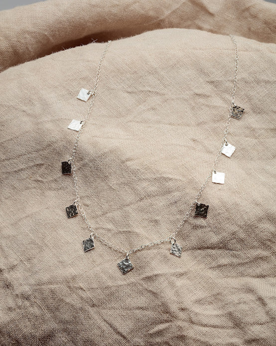 Celestial Squares Necklace - Recycled Sterling Silver