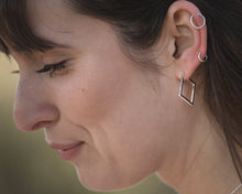 Load image into Gallery viewer, Small Square Hoops - Recycled Sterling Silver
