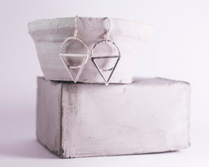 Geometric Drop Earrings - Recycled Sterling Silver