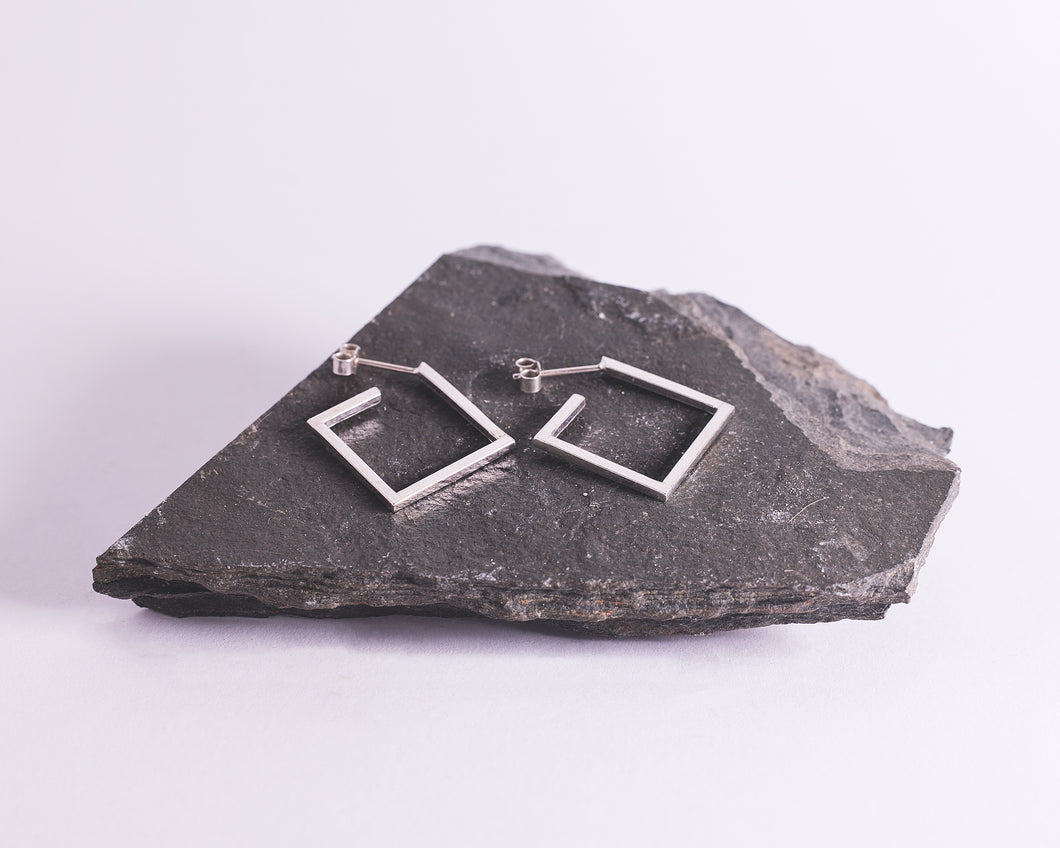 Small Square Hoops - Recycled Sterling Silver
