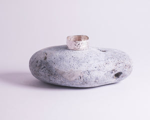 Wide Hammered Band Ring - Recycled Sterling Silver