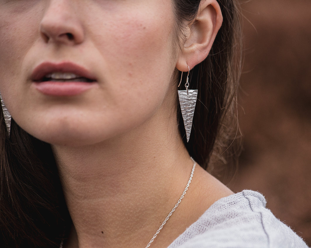 Hammered Triangles - Recycled Sterling Silver
