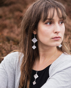 Double Square Earrings - Recycled Sterling Silver