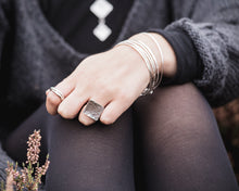 Load image into Gallery viewer, Hammered Square Ring - Recycled Sterling Silver
