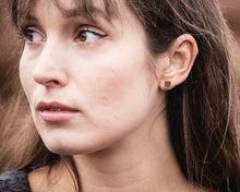 Load image into Gallery viewer, Hammered Rectangle Stud Earrings - Recycled Sterling Silver
