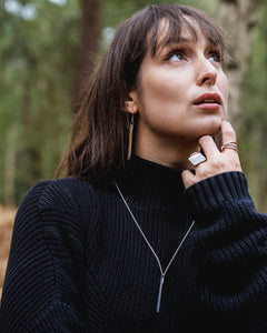 Hammered Square Ring - Recycled Sterling Silver