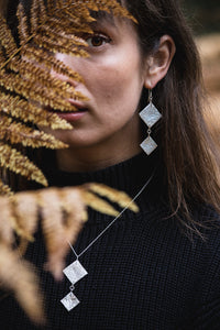 Double Square Earrings - Recycled Sterling Silver