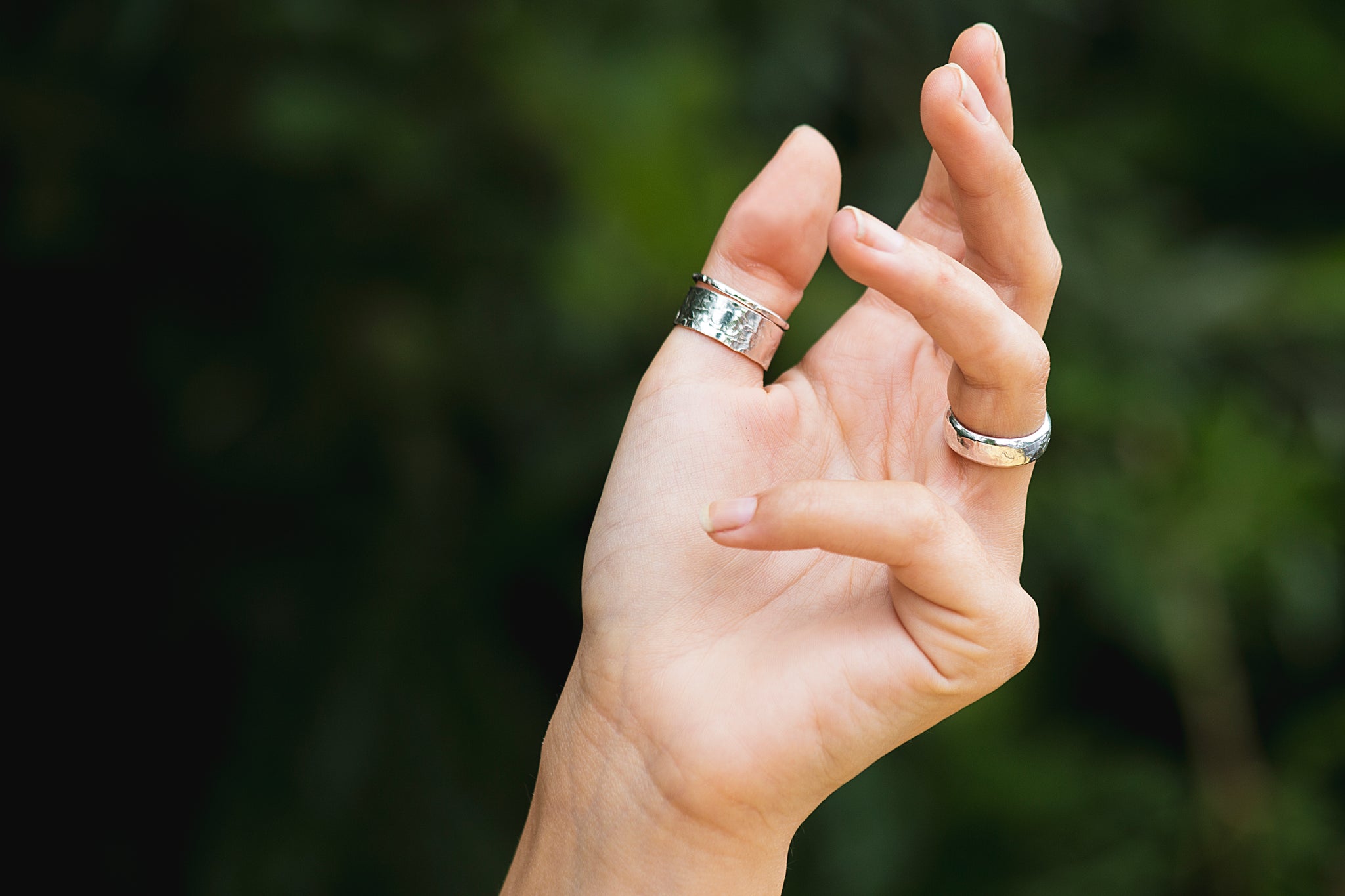 Thin Hammered Band Ring Recycled Sterling Silver Bluebell Lane