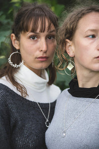 Textured Square Statement Hoops - Recycled Sterling Silver