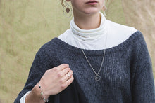Load image into Gallery viewer, Textured Square Hoop Necklace - Recycled Sterling Silver
