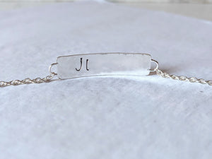 Hammered Bar Bracelet - Recycled Sterling Silver (Personalise Option Available)