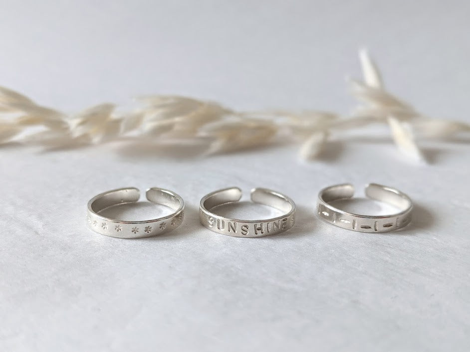 Summer Prints Midi/Toe Ring - Set or Singular - Recycled Sterling Silver