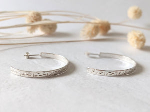 Abstract Print Hoops - Recycled Sterling Silver