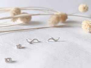 Wave Stud Earrings - Recycled Sterling Silver