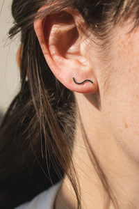 Wave Stud Earrings - Recycled Sterling Silver