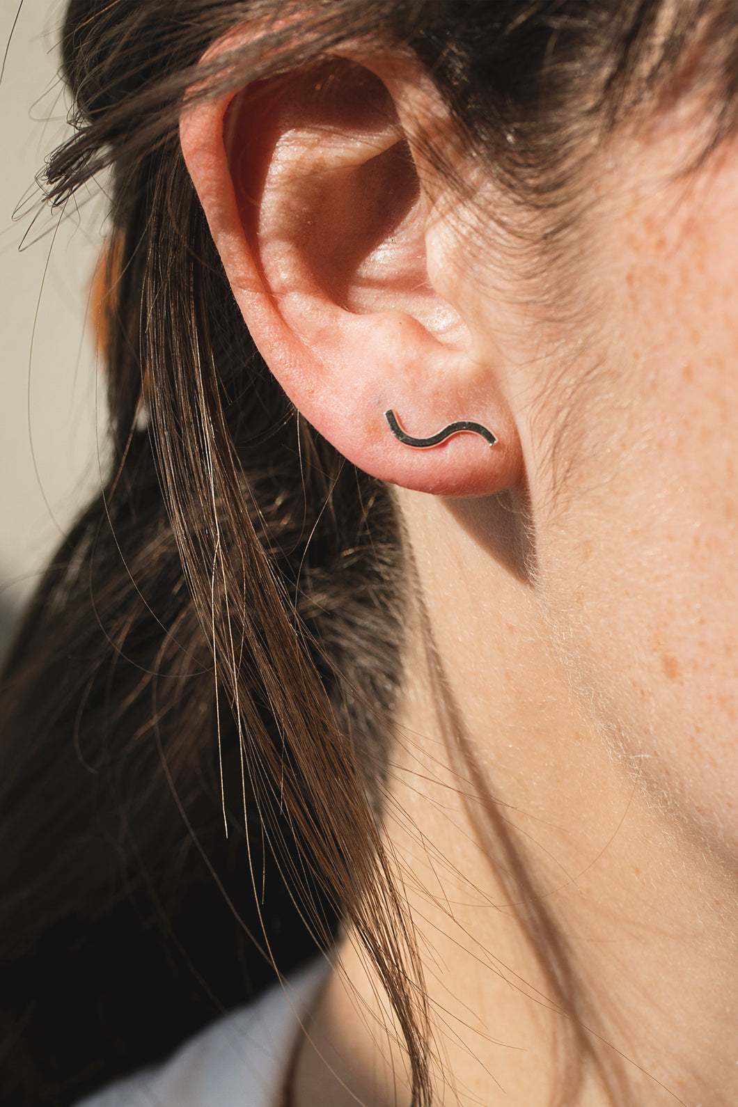 Wave Stud Earrings - Recycled Sterling Silver