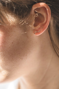 Wave Stud Earrings - Recycled Sterling Silver