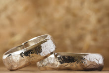 Load image into Gallery viewer, Thick Hammered D Band - Recycled Sterling Silver

