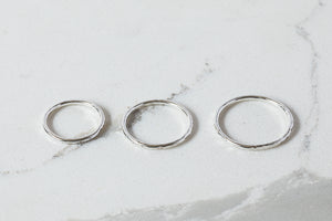 Thin Hammered Band Ring - Recycled Sterling Silver