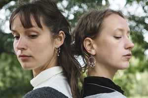 Embellished Drop Hoops - Recycled Sterling Silver