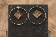 Load image into Gallery viewer, Textured Square Statement Hoops - Recycled Sterling Silver
