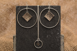 Textured Square Statement Hoops - Recycled Sterling Silver