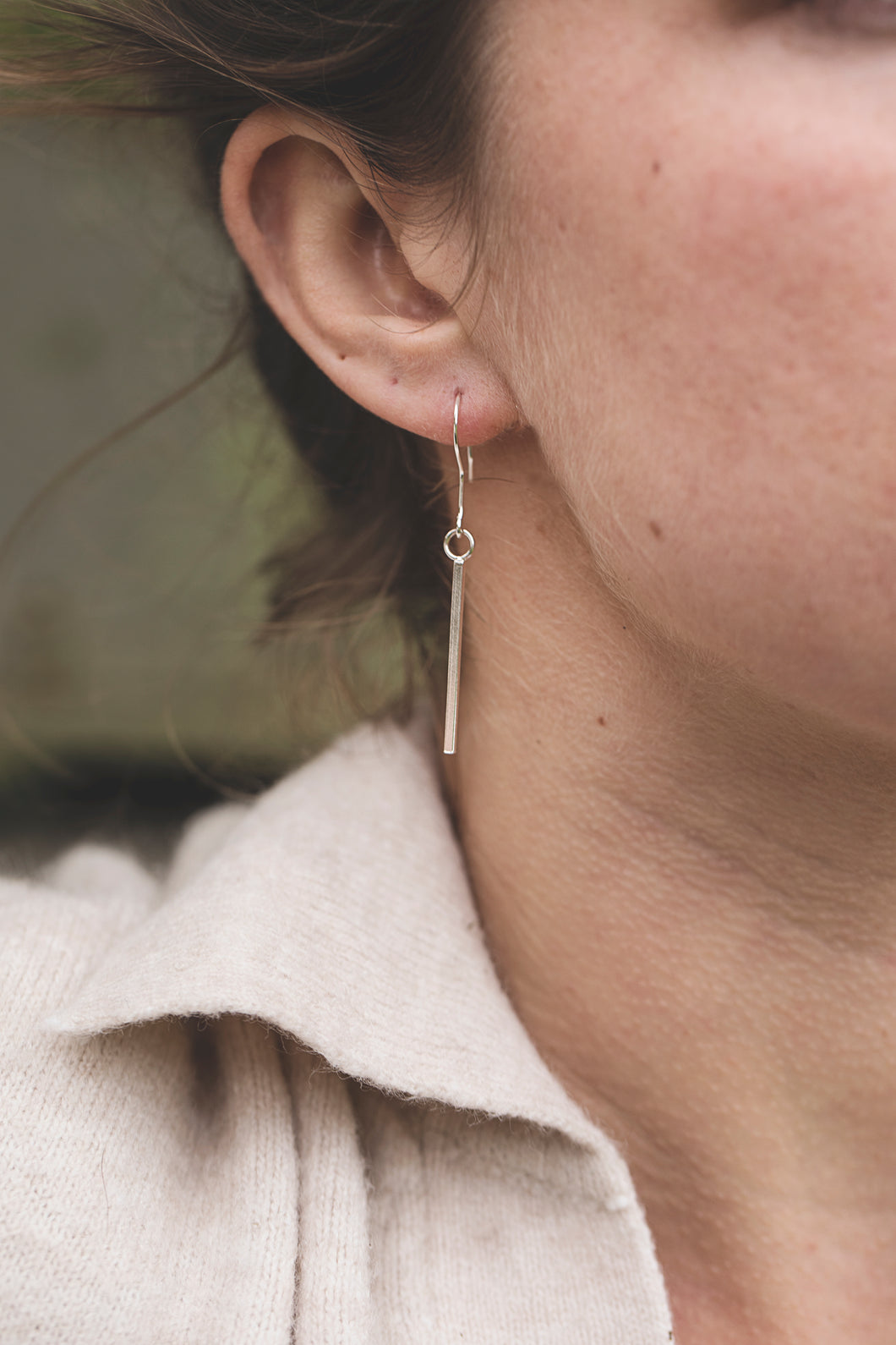 Drop Bar Earrings - Recycled Sterling Silver