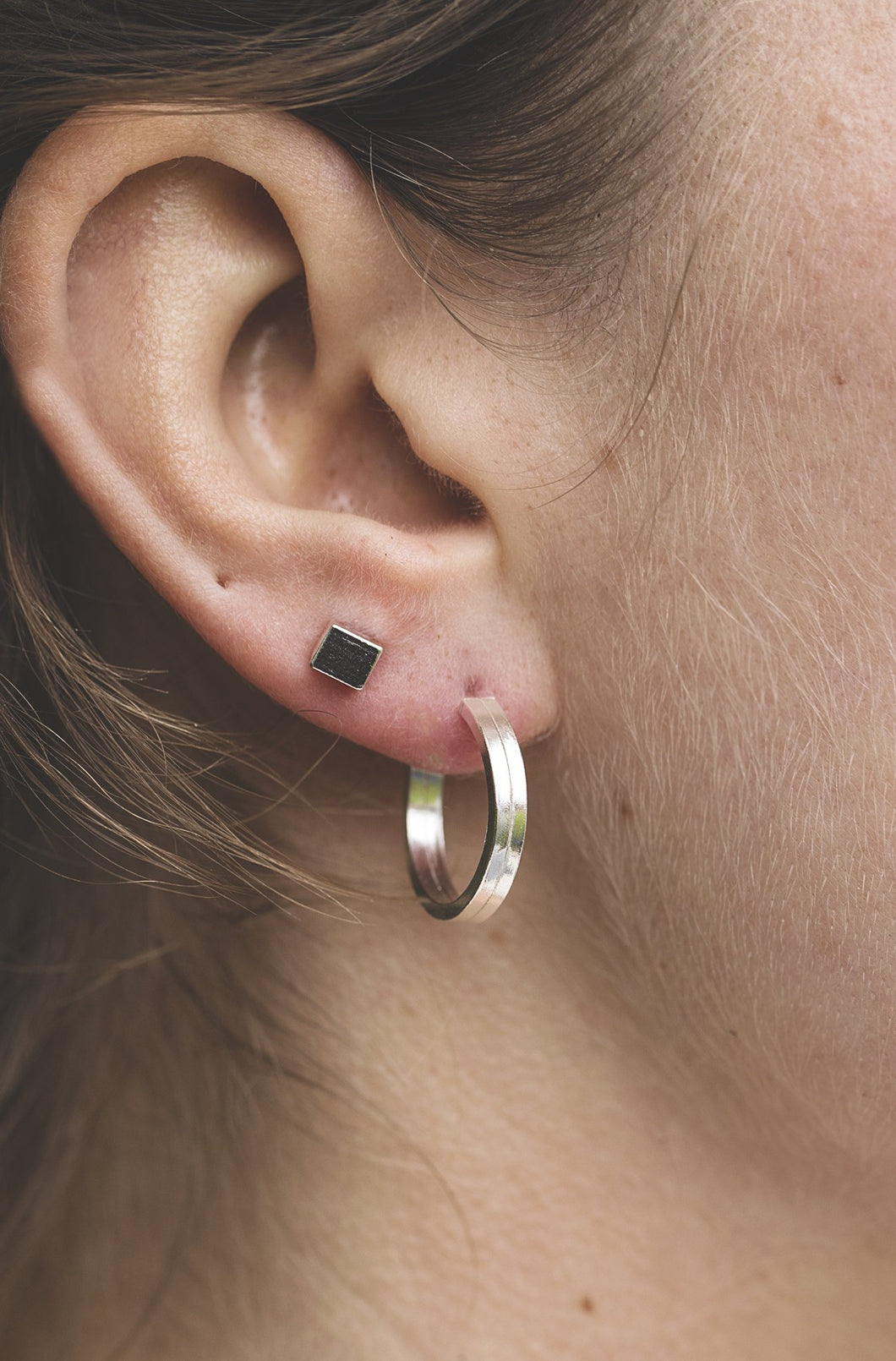Cube Stud Earrings - Recycled Sterling Silver