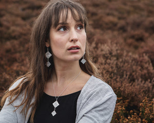 Double Square Earrings - Recycled Sterling Silver