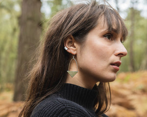 Hammered Rectangle Stud Earrings - Recycled Sterling Silver
