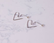 Load image into Gallery viewer, Hammered Heart Hoops - Recycled Sterling Silver
