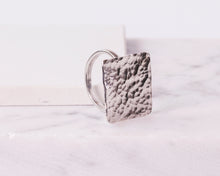 Load image into Gallery viewer, Hammered Square Ring - Recycled Sterling Silver
