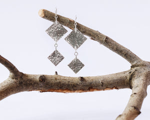 Double Square Earrings - Recycled Sterling Silver